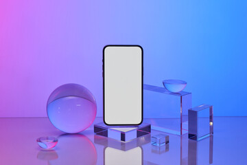 Modern smartphone with a blank screen on a gradient background.