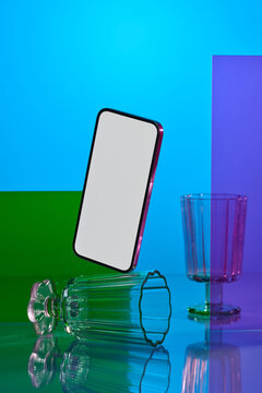 A striking composition showcasing a phone with a blank screen