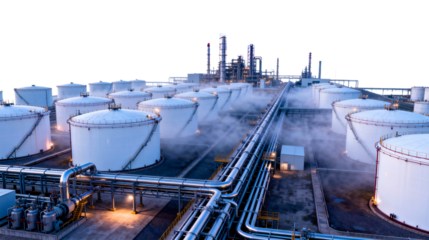 Oil Refinery Plant with Storage Tanks