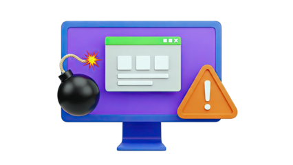 Computer bomb and warning sign concept