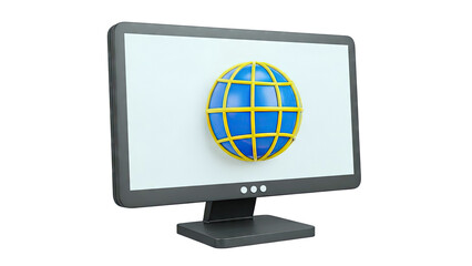 Computer Monitor Displaying Globe Icon