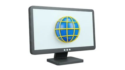 Computer Monitor Displaying Globe Icon