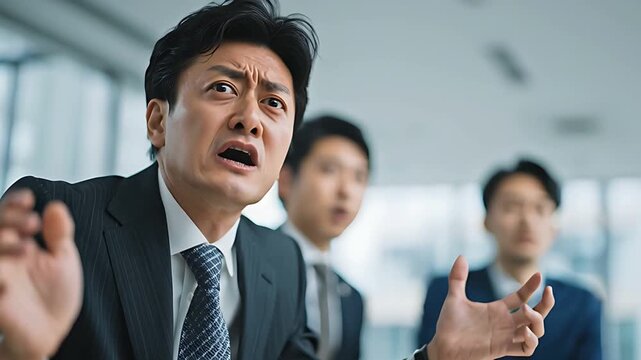 取引先の無理難題に激しく抗議する日本人ビジネスマン