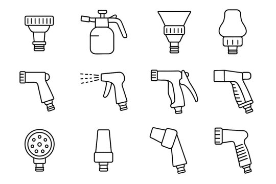 Head soft nozzle pressure handle tool vector garden spray icon circular