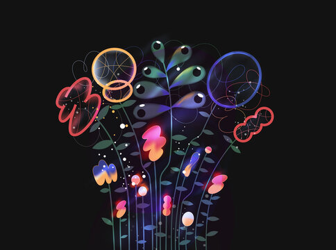 Abstract growing ideas and thoughts blooming flowers