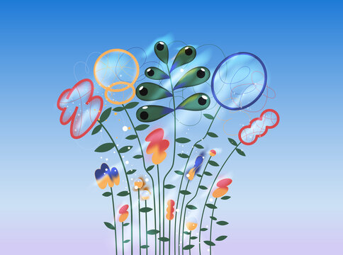 Abstract floral growth and creative blooming shapes