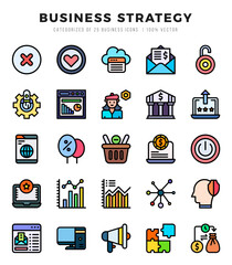 Set of Business Strategy icons in Lineal Color style. Lineal Color Icons symbol collection.