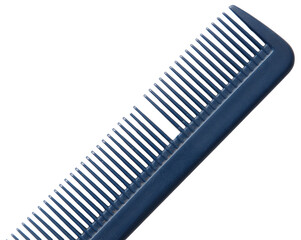 A blue comb with a white stripe