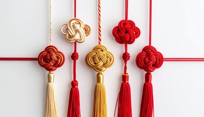 "Festive arrangement with red envelopes, berries, green leaves, and polka‑dot gift box on soft background"