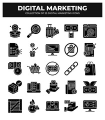 Collection of 25 Digital Marketing Icons: Boost Your Business Growth