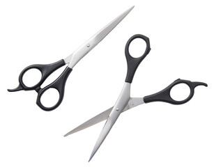 Two scissors are shown on a white background