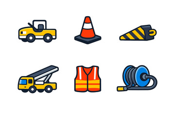 Construction and Safety Equipment Icons Set