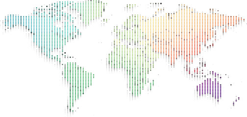 World Map Illustration Global Regions Continents Geography Data