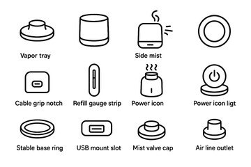 Refill ring air vector tray strip valve humidifier light set icon mount