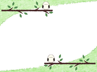 枝にとまるシマエナガのフレーム