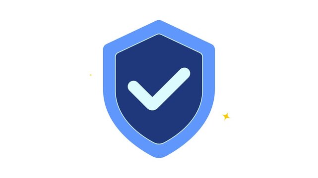 Animated shield security icon with padlock