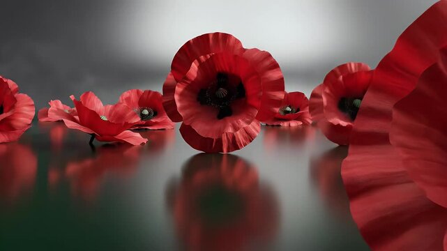 Veterans remembrance background with calm reflections and dignified mood in dark green-to-silver gradient