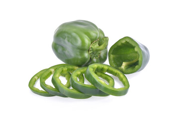sweet Green Peppers isolated on white background.