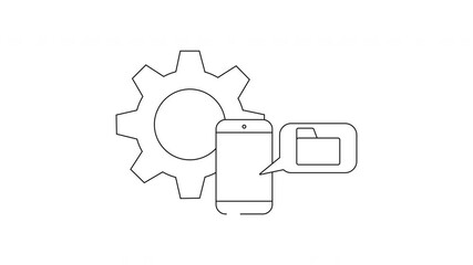 Mobile App Development Process - Settings, Phone, and File Icon Animation. - Powered by Adobe
