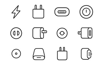 Slot voltage icon charger port vector usb wall safe cable dual