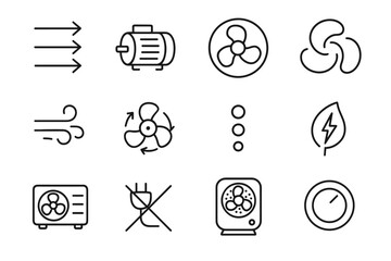 Swirl airflow levels vent wind control set icon ring rotation vector motion