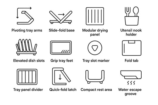 Modular divider modern dish tray pivoting elevated water icon rack fold vector