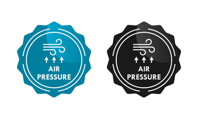 echnical pressure indicator labels for air and water flow, featuring arrow and wave symbols for industrial equipment, plumbing, or atmospheric measurement.