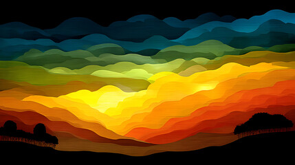 AI composition showing artistic randomness through layered gradients and glowing highlights