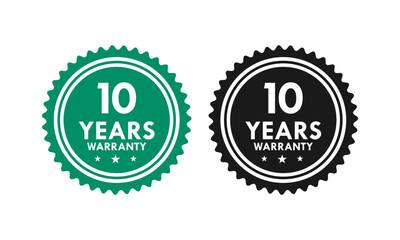 10 years and lifetime warranty label template illustration