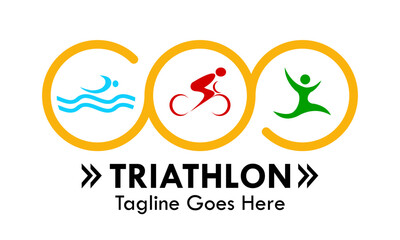 Triathlon symbol logo design template illustration