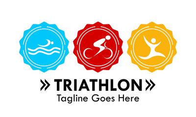 Triathlon symbol logo design template illustration