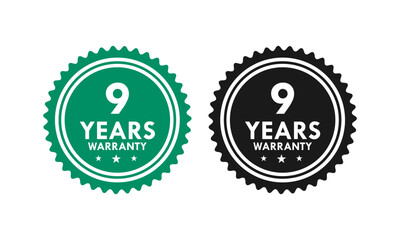 9 years and lifetime warranty label template illustration