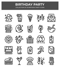 Birthday Party Icons. 25 Festive Celebration Graphics
