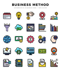 Business Method elements. Lineal Color web icon set. Simple vector illustration.