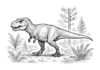 Tyrannosaurus rex TREX hand drawn simple sketch vector illustration