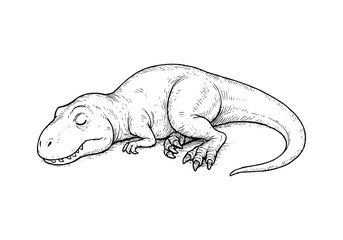 Tyrannosaurus rex TREX hand drawn simple sketch vector illustration
