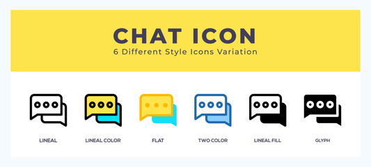 Chat set of icons. Vector illustration with different styles.