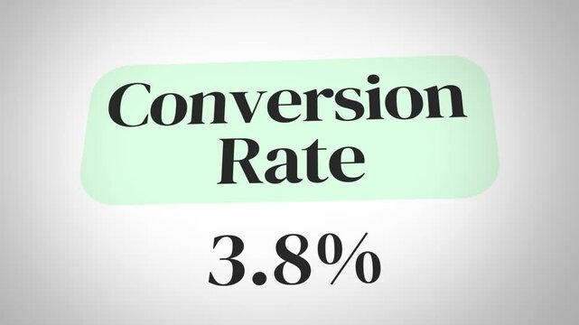Percentage showing increasing conversion rate close up 4k animation with green box. Website, ecommerce store, funnel, strategy, marketing