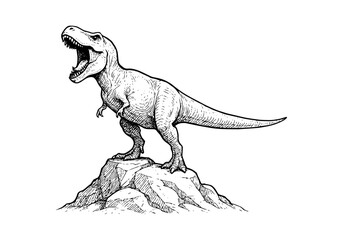 Tyrannosaurus rex TREX hand drawn simple sketch vector illustration