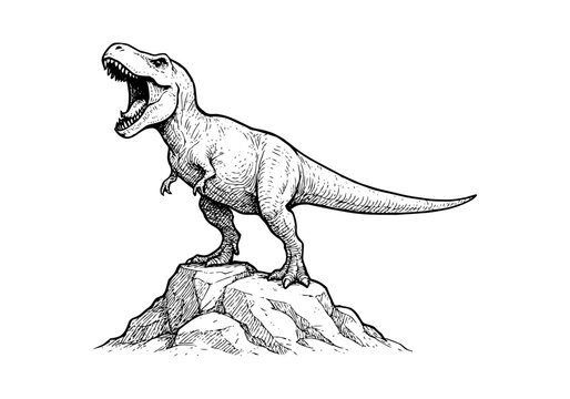 Tyrannosaurus rex TREX hand drawn simple sketch vector illustration