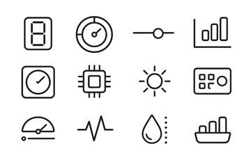 Fototapeta premium Activity meter display bar icons circular mark health readout precision icon metric