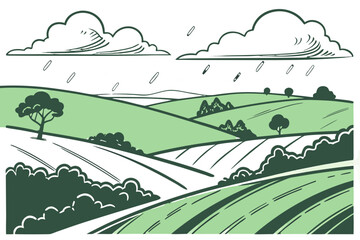 Obraz premium Monsoon Countryside Scene