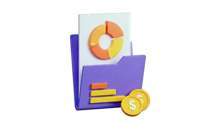 Financial Data Folder with Charts and Coins