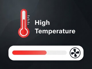 High temperature warning with fan control indicator on a digital interface