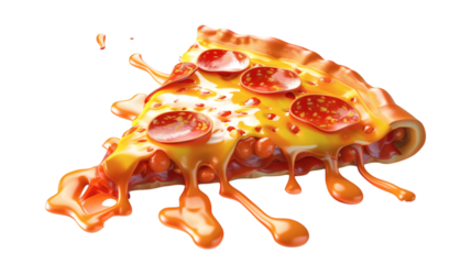 Melted pizza 3D render icon isolated on white background