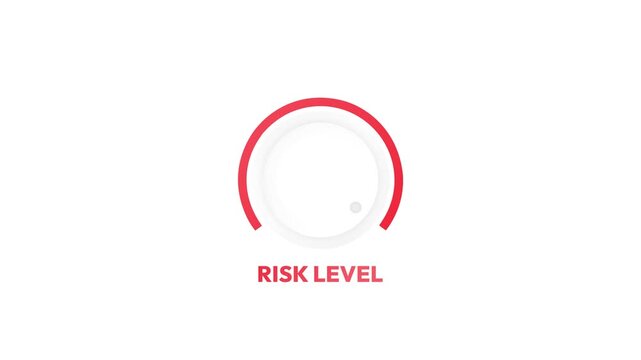 Risk level in business concept design 4k animation with white isolated backdrop and knob turning