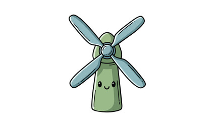 Cute Cartoon Windmill with Smiling Face Illustration.