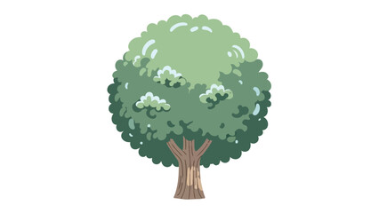 Vibrant Green Tree with Lush Foliage and Sturdy Trunk.