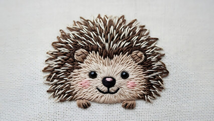 Cute hand-embroidered hedgehog with charming details on light fabric, perfect for cozy designs.