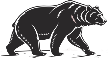 Bear Silhouette Isolated on White Background